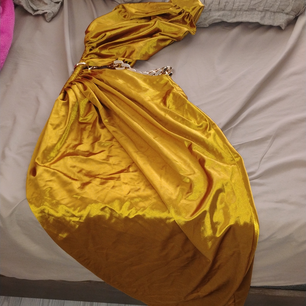 Bronx and Banco Gold One Shoulder Dress